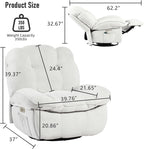 Power Recliner Chair, Massage Rocker Recliner Chairs for Adults with Heated, Oversized Rocker Swivel Chairs for Living Room, Comfy Nursery Rocking Chairs with USB-C Ports and Side Pocket, White🏆