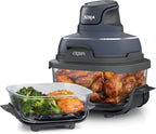 4-in-1 Portable Glass Air Fryer Cooking System, 1500W, 4QT & 6-Cup TempWare Glass Containers with Storage Lids, Microwave, Freezer & Dishwasher Safe, Cyberspace Gray, FN101GY💋