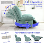Power Recliner Chair, Massage Rocker Recliner Chairs for Adults with Heated, Oversized Rocker Swivel Chairs for Living Room, Comfy Nursery Rocking Chairs with USB-C Ports and Side Pocket, White🏆