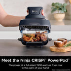 4-in-1 Portable Glass Air Fryer Cooking System, 1500W, 4QT & 6-Cup TempWare Glass Containers with Storage Lids, Microwave, Freezer & Dishwasher Safe, Cyberspace Gray, FN101GY💋
