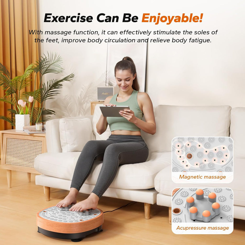 Vibration Plate Exercise Machine with Foot Massager, Office Vibrating Plate Exercise Machine for Weight Loss, 0-99 Levels Amplitude and Easy to Store, Acupressure Relieves Leg Fatigue🔥