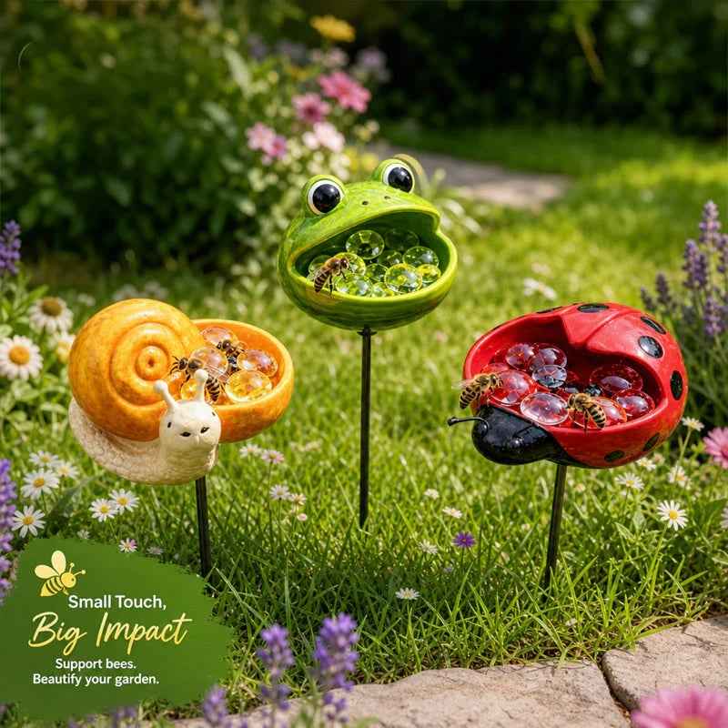 🐝 Cute Animal Design Garden Watering Station, Outdoor Decorative Water Bowl for Bees Butterflies and Small Wildlife🐸🏆