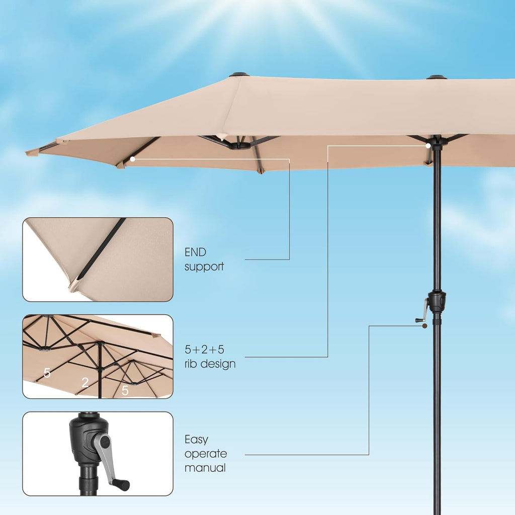 ⚡Clearance Sale🌞Oversized Outdoor Patio Umbrella with Crank Lift & LED Lights🏆