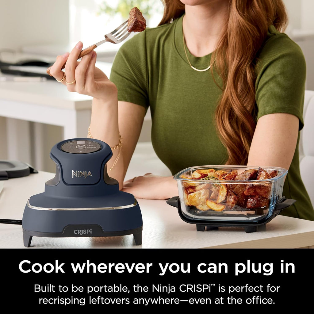 4-in-1 Portable Glass Air Fryer Cooking System, 1500W, 4QT & 6-Cup TempWare Glass Containers with Storage Lids, Microwave, Freezer & Dishwasher Safe, Cyberspace Gray, FN101GY💋