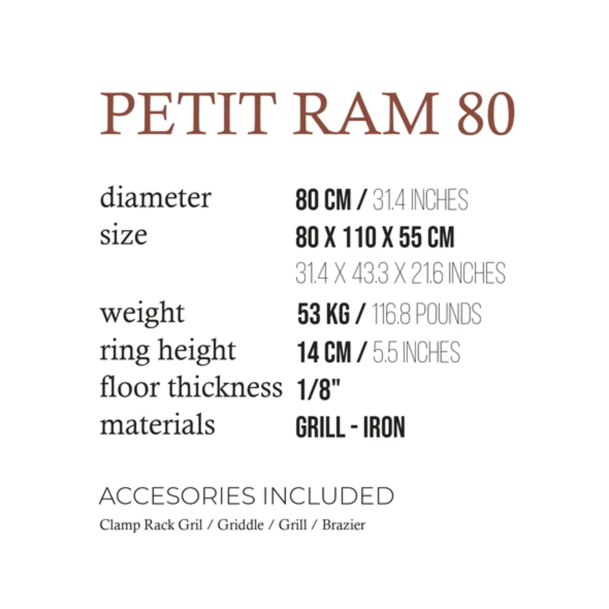 TX Petit Ram 80 Open Fire Argentine Wood and Charcoal Grill💋